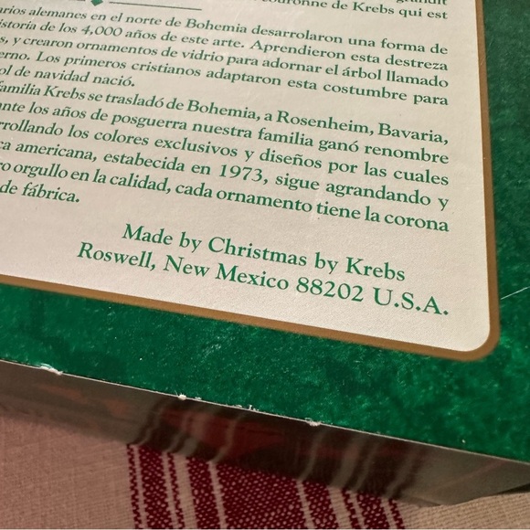 Vintage Set 4 Christmas By Krebs Blue Gold Glitter Glass Ball Ornaments Crowns - Picture 11 of 11